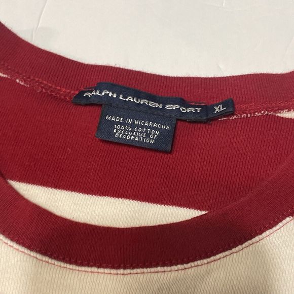 Ralph Lauren Sport Youth XL Cream Red Striped Pullover Shirt Top Size - Picture 6 of 7